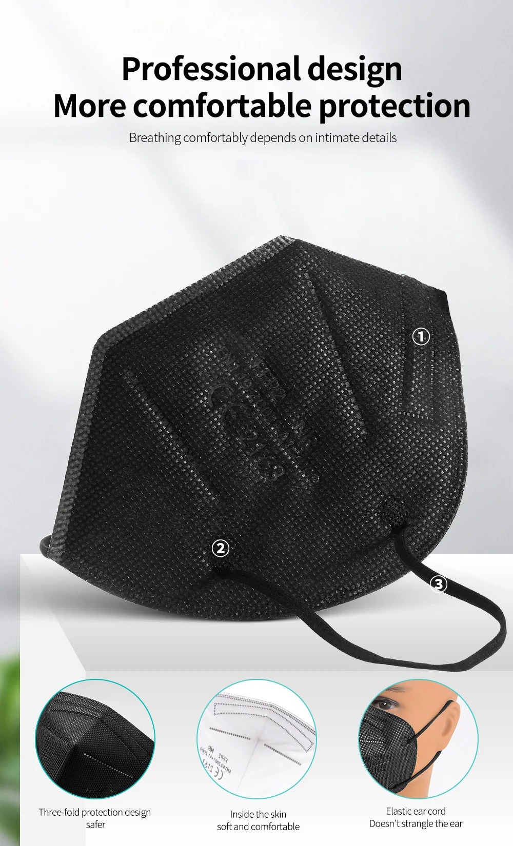 أقنعة FFP2 من 5 طبقات معتمدة م - مراجعة Black Face Mask Pack وسعره