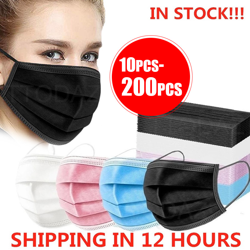 10/50/100/200 قطعة قناع غير قا - مراجعة Disposable Mask Blue وسعره